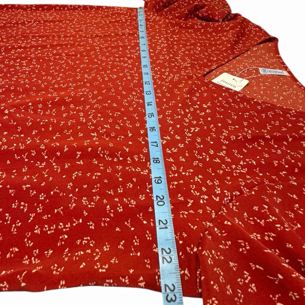 Plus Size Floral Dress Womens 2XL Red Ditsy Boho Tunic NWT Cottagecore Hippie - Picture 5 of 11